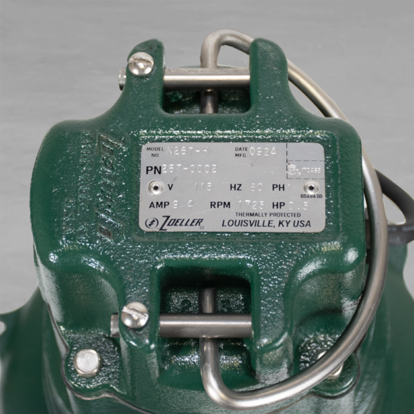 ZOELLER Sewage Pump 1/2 HP, 110gpm @ 5 Ft. of Head, Cast Iron, 115V, 1Phase, Model N267 - Image 4